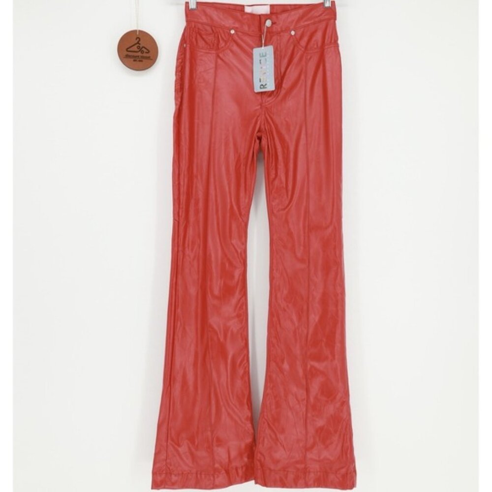 Revice Venus Mars Red Star Butt Faux Leather Flare Pants Size 29 NWT Edgy Grunge